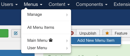 add new menu item for a Joomla contact form