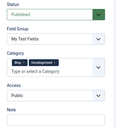 new field group and category
