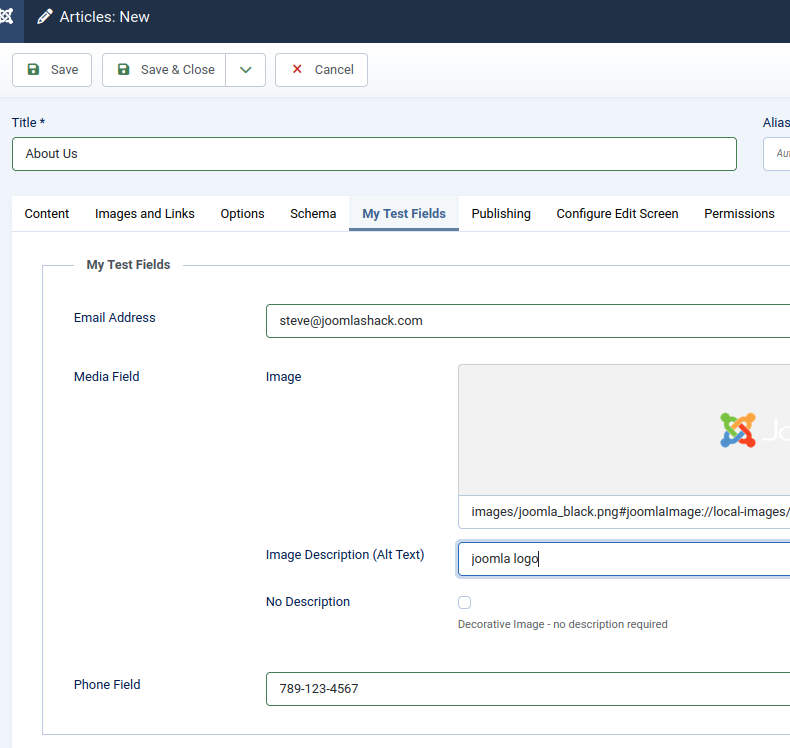 the field tab with fields