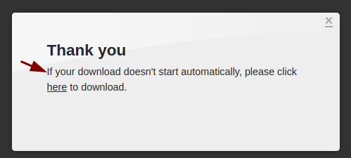 the osdownloads thank you text to override
