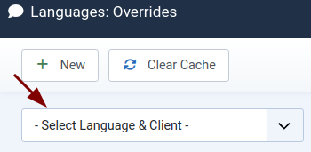 the select language and client box