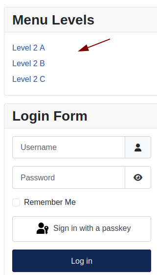 only level 2 menu displayed