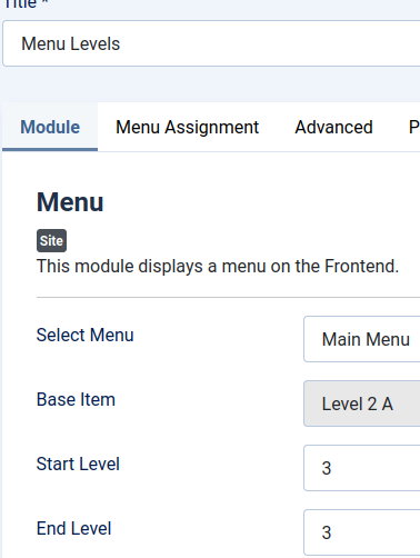 setting menu to level 3 only
