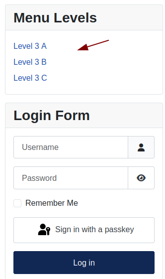 only level 3 menu displayed