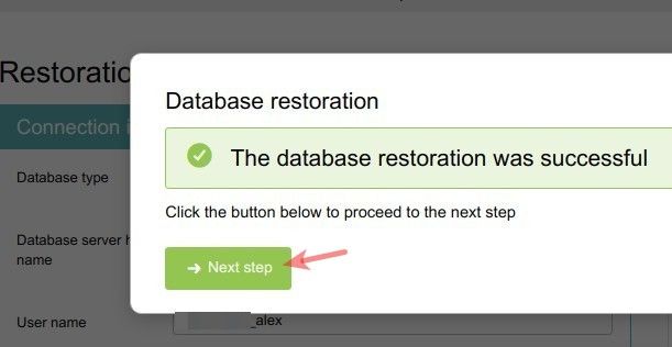 database restoration successfull