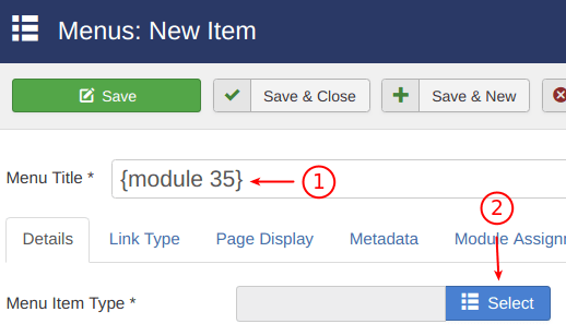 enter module title click select