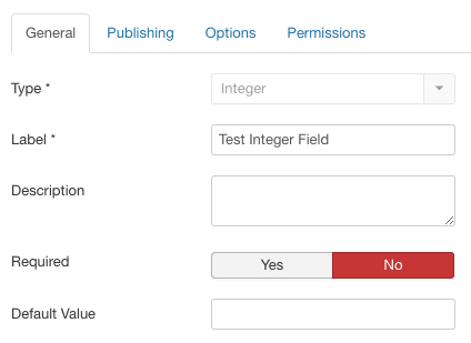 default options for fields in Joomla