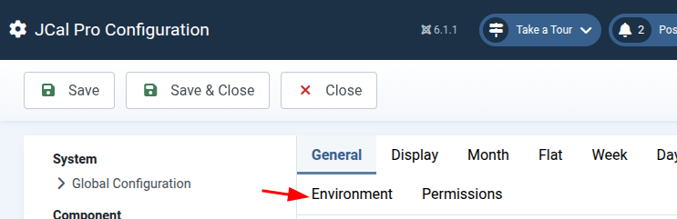 the environment tab