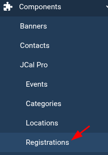 the registration menu