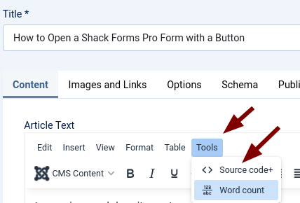 How to Open a Shack Forms Pro Form with a Button