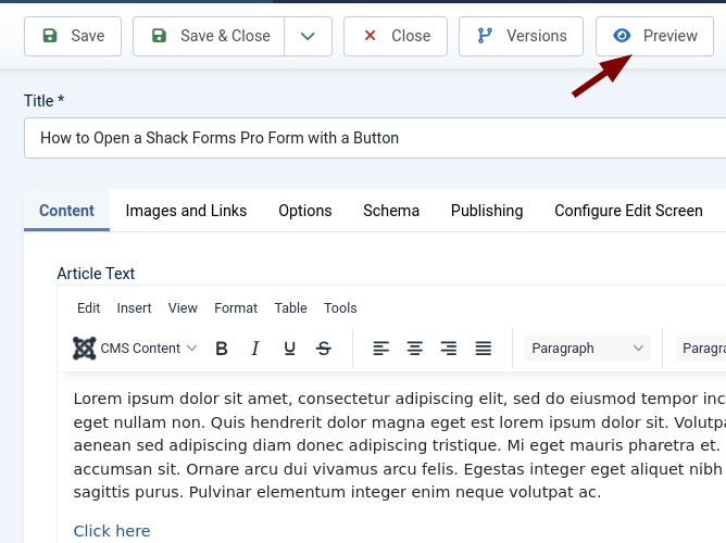 How to Open a Shack Forms Pro Form with a Button