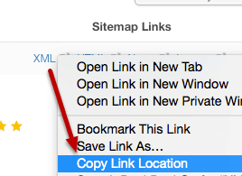 copy the xml sitemap link in OSMap