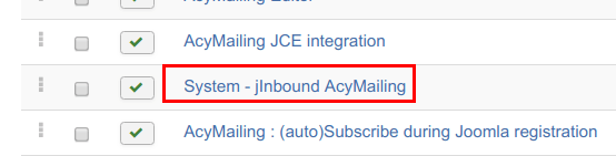 System -jInbound AcyMailing plugin