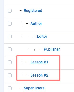 two custom groups for lessons