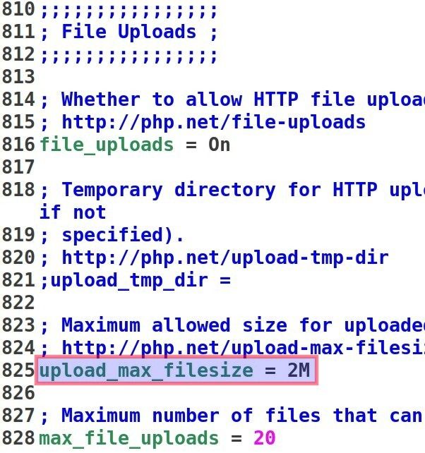 upload max filesize parameter in php ini file
