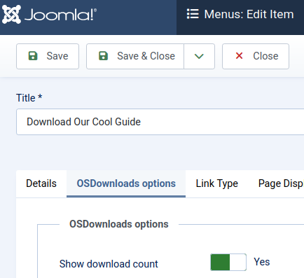 the show download count parameter set to yes