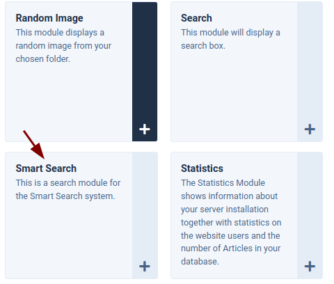 the smart search module to create