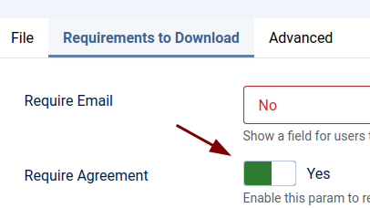 the requirements to download parameter set to yes