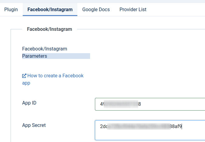 facebook app id and secret key added to osembed
