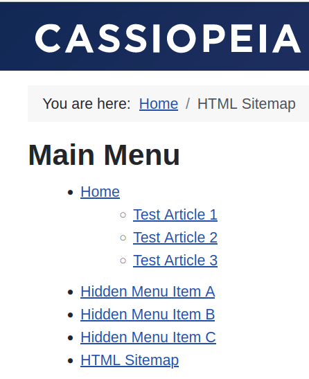 Default sitemap page one-column layout