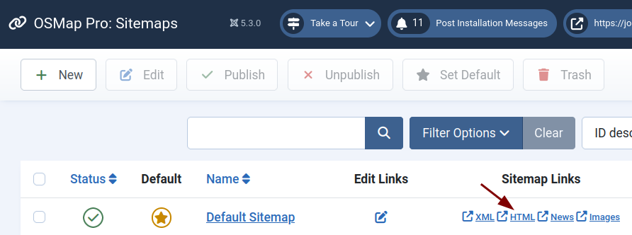 the html sitemap link
