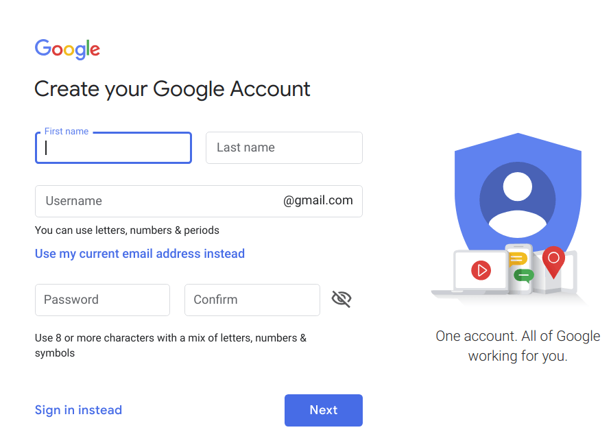 create google account