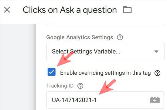 tick the checkbox copy ga tracking id