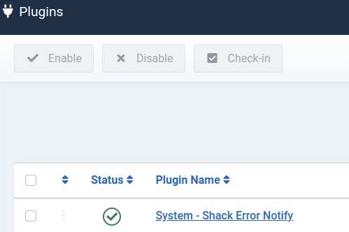 the shack error notify plugin listed