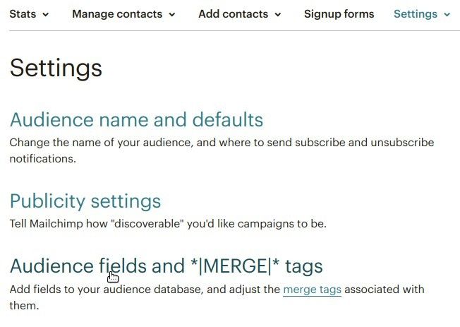 click audience fields