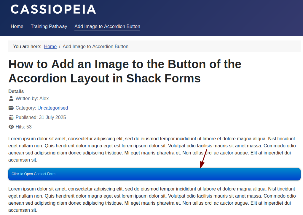 accordion button by default