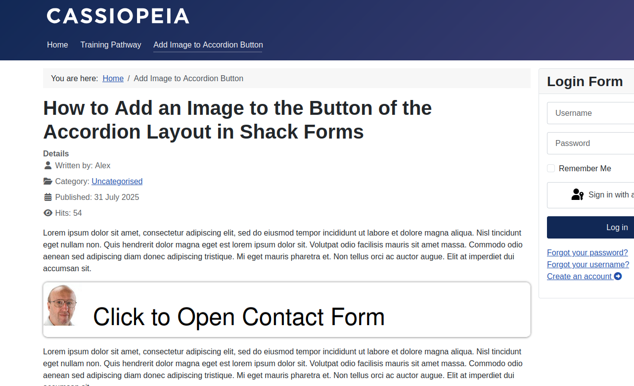 accordion button with added image