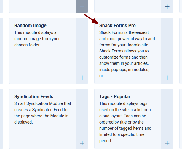 Select Shack Forms Pro module