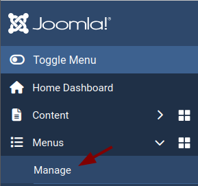 Manage menus button