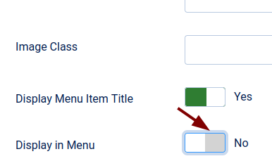 Set display in menu to no