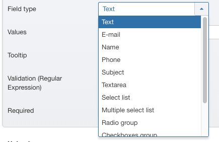 shack forms field types