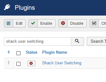 Find the Shack User Switching plugin