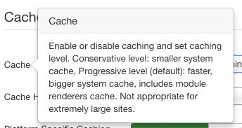 joomla cache option description