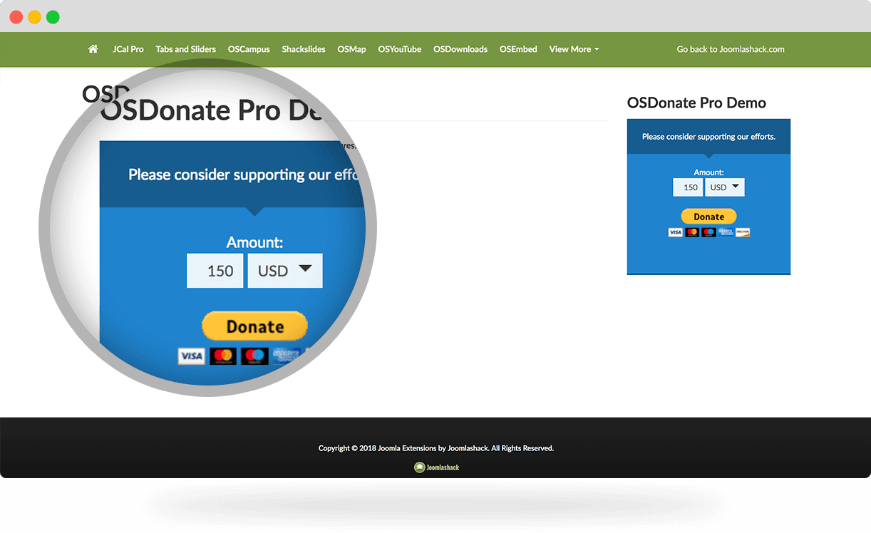 OSDonate responsive Joomla donation form