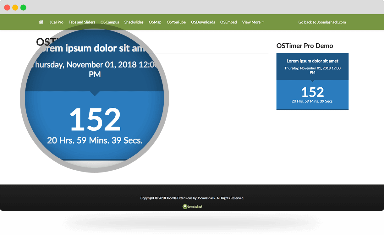 OSTimer Joomla countdown timer display