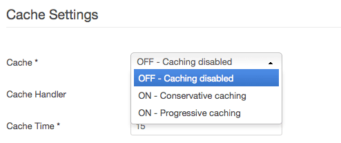 Joomla cache options