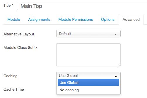 Joomla module cache