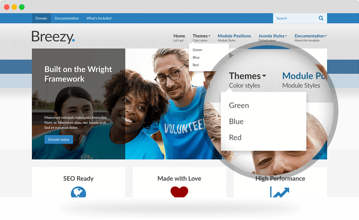 Breezy, a religion and church Joomla template