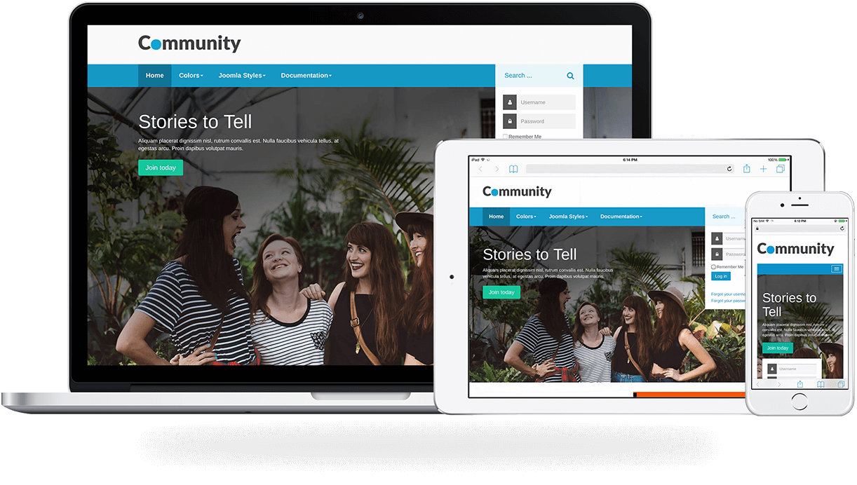 Community, a social Joomla template