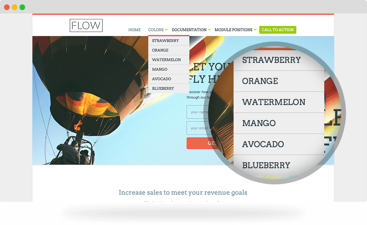 Flow, a Landing Page Joomla Template