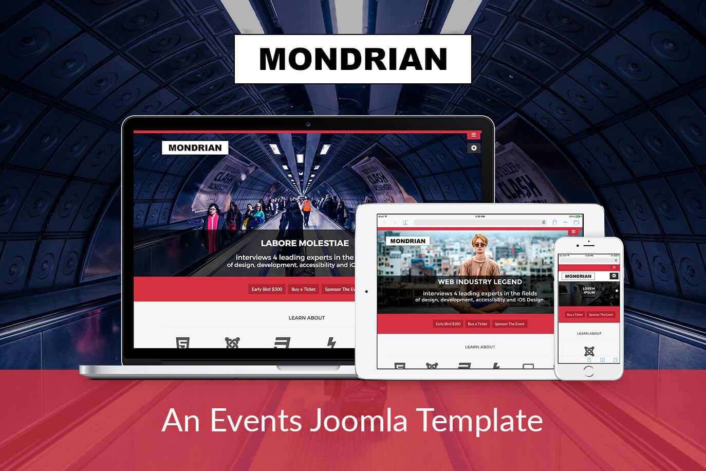 A landing page and events Joomla template - Mondrian