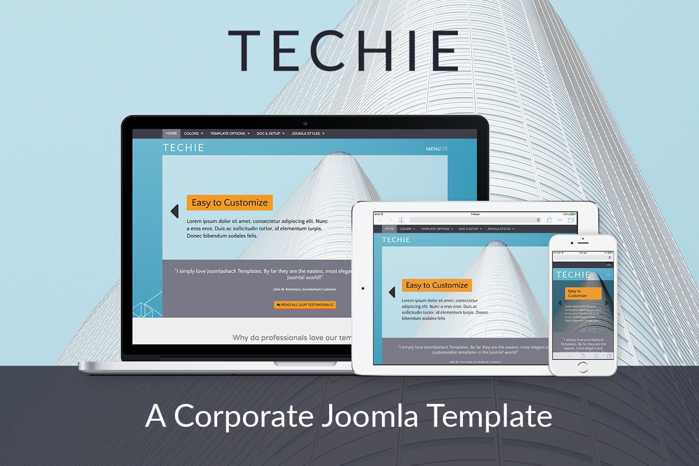 Techie is a fresh, corporate Joomla template